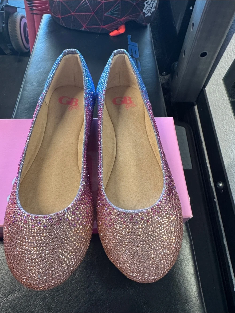 GB girls Pink-to-Blue Ombre Crystal Flats